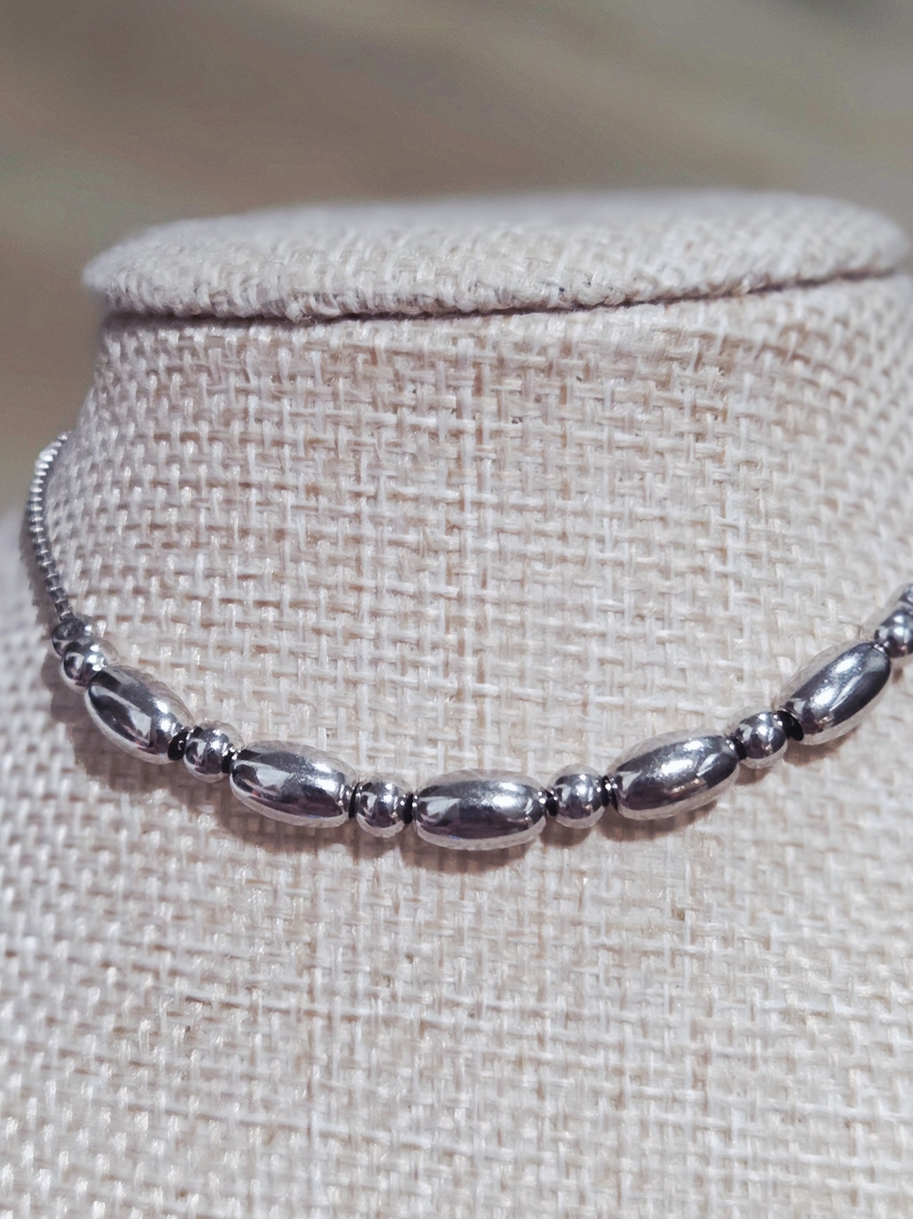 White Gold Filled Beaded  Bracelet
